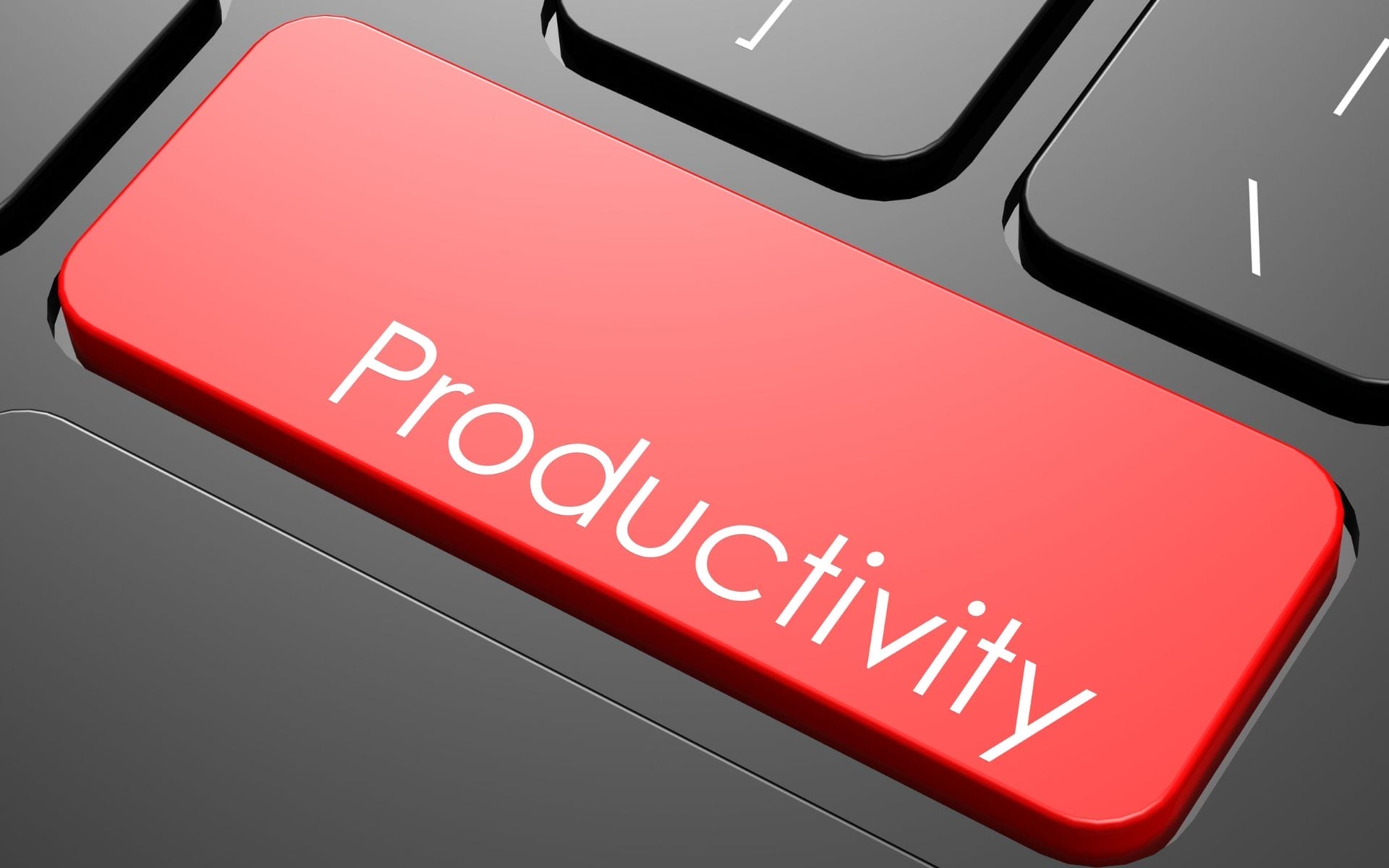 Close-up of productivity button on keyboard